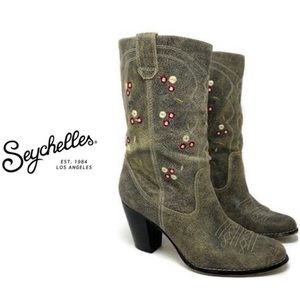 Anthropologie Seychelles Embroider Cowboy Boots Size 7 1/2